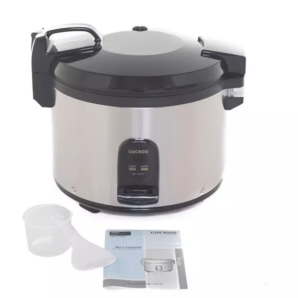 Cuckoo CR-3010 commercial rice cooker, 5.4L capacity, stainless steel body, non-stick inner pot, automatic keep-warm function