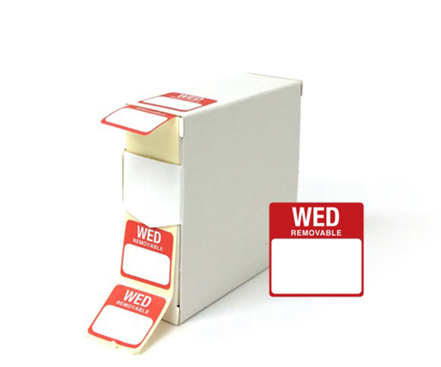 Day of the Week Colour Coded Food storage Labels Full Set - 25x25mm (Monday to Sunday)