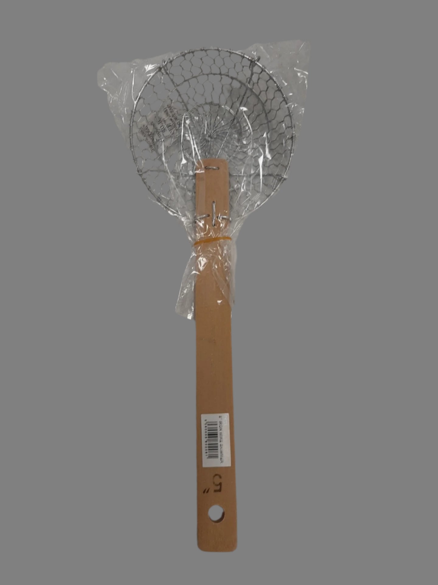 London Wok D6S5 5-inch stainless steel wire skimmer for frying and noodles, compact spider strainer with long handle