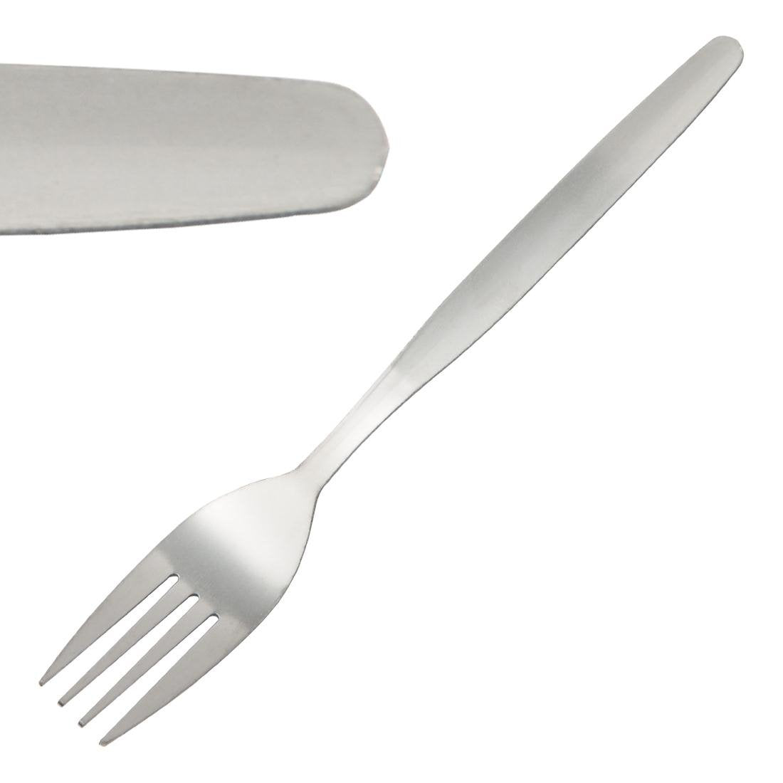 Olympia C117 table forks stacked, high-polish finish