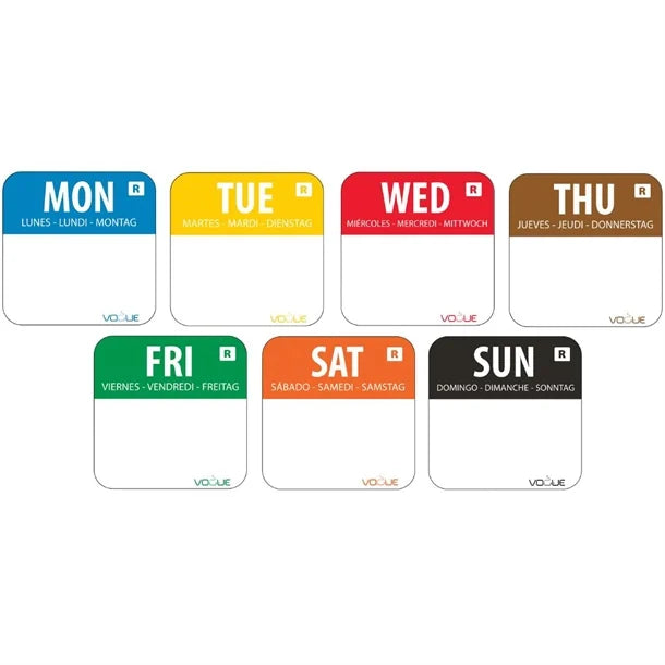 Vogue S151 Removable Day of the Week Labels (Pack of 7000)