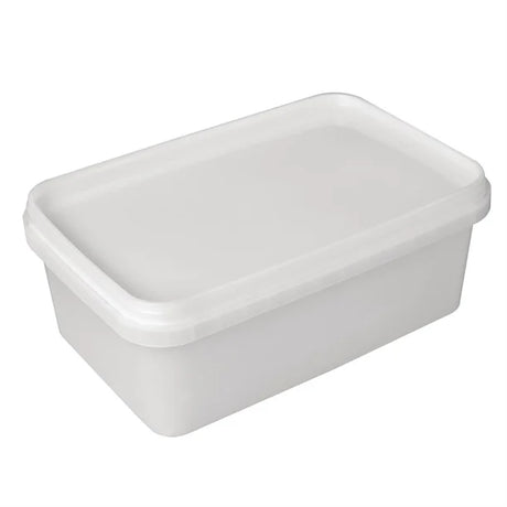 1.2 litre rectangular natural-coloured ice cream tubs with lids