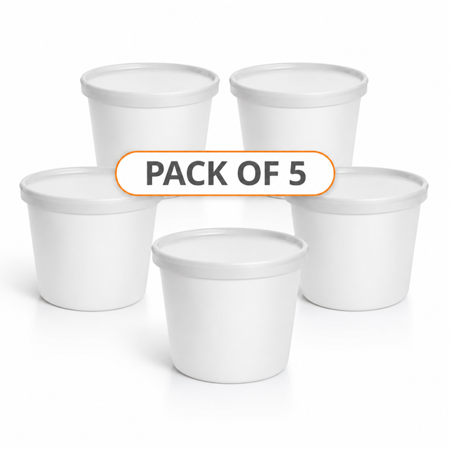1 litre round tamper evident containers with lids – pack of 5