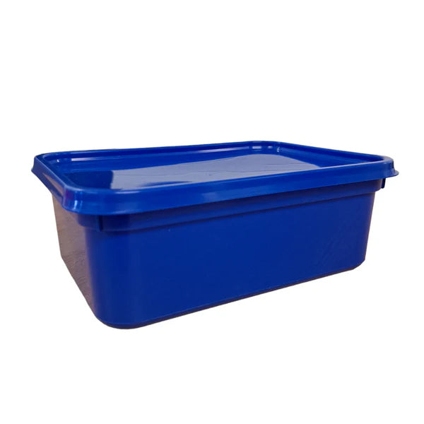 Pack of 10 – 2L blue rectangular ice cream tubs with lids, durable plastic food storage containers for desserts and catering
