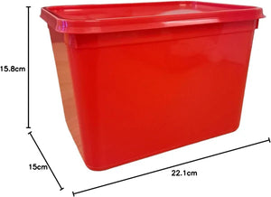 CateringBase Essentials RED Colour Food Safe 4 Litre Ice Cream Tubs with lids/Food Storage Containers with lids (Pack of 5)