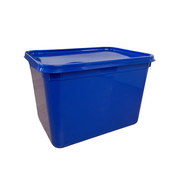 Pack of 10 blue 4 litre ice cream tubs with lids for catering and freezer storage