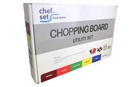 Chefset 6pc Chopping Board Set With Rack & Wall Chart