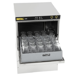 Buffalo DW468 Undercounter Glasswasher with Drain Pump 500x500mm Baskets