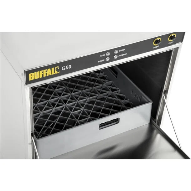 Buffalo DW468 Undercounter Glasswasher with Drain Pump 500x500mm Baskets