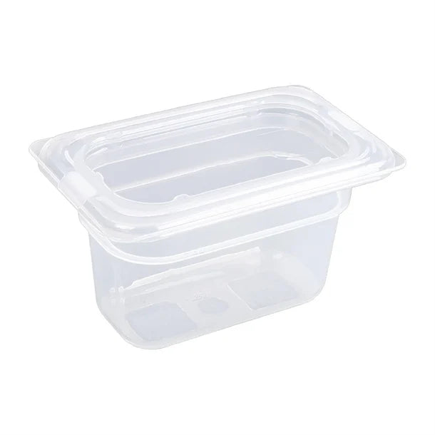 Vogue Polypropylene 1/9 Gastronorm Pan With Lid 100 mm (Pack of 4)