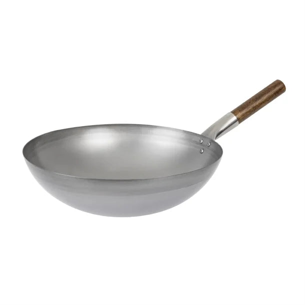 London Wok 13" (33cm) Rolled Edge Round Based Carbon Steel Wok