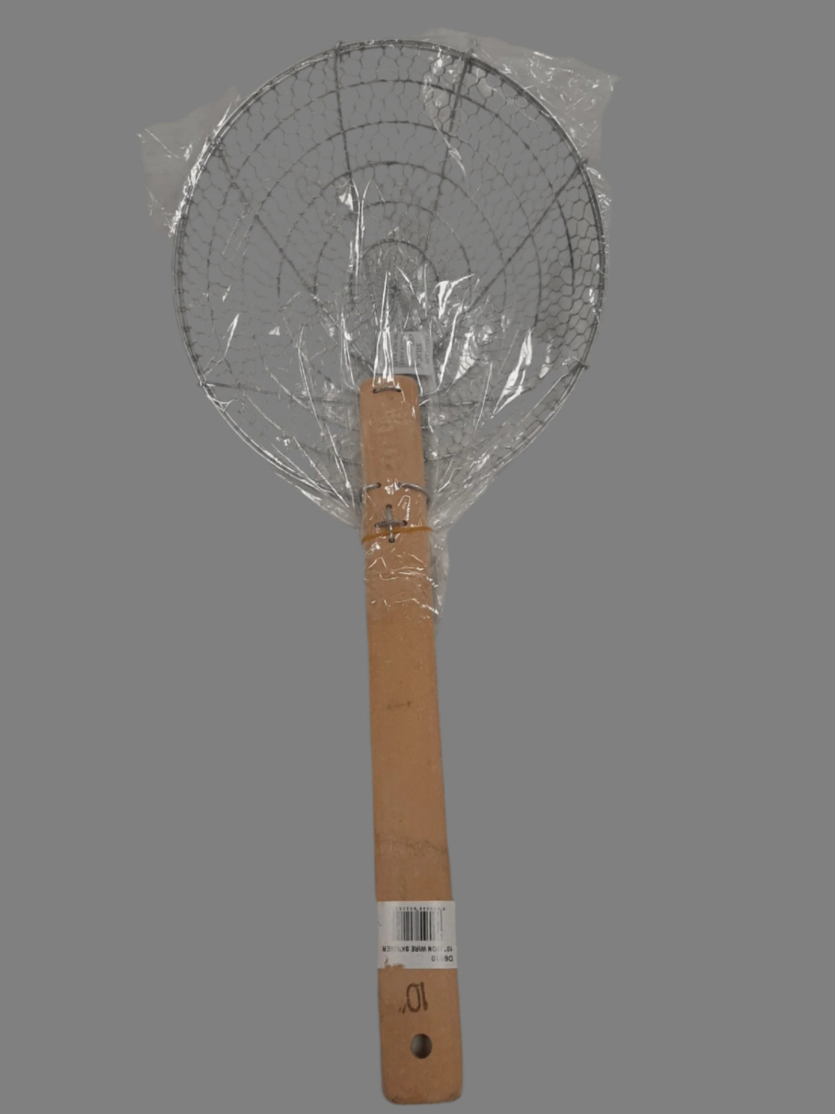 London Wok D6S10 10" round wire skimmer with wooden handle