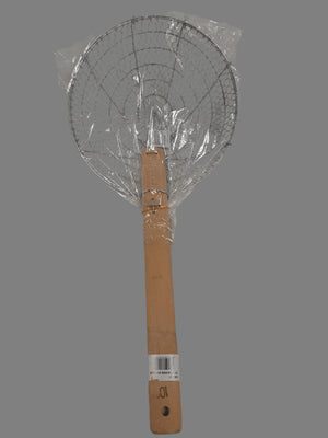 London Wok D6S10 10" round wire skimmer with wooden handle