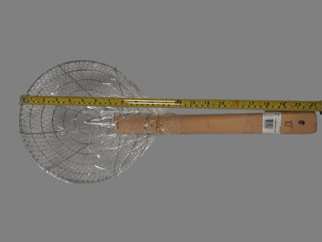 London Wok D6S10 10" round wire skimmer with wooden handle