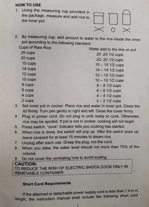 Londonwok Automatic Electric Rice Cooker 2 Litre