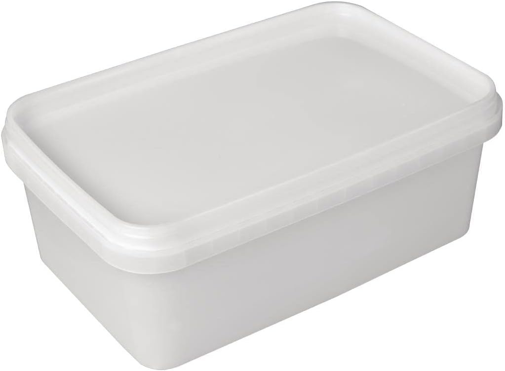 Plastic 1.2 litre ice cream containers with lids, pack of 10 food-safe tubs for takeaway, freezer storage, and catering use
