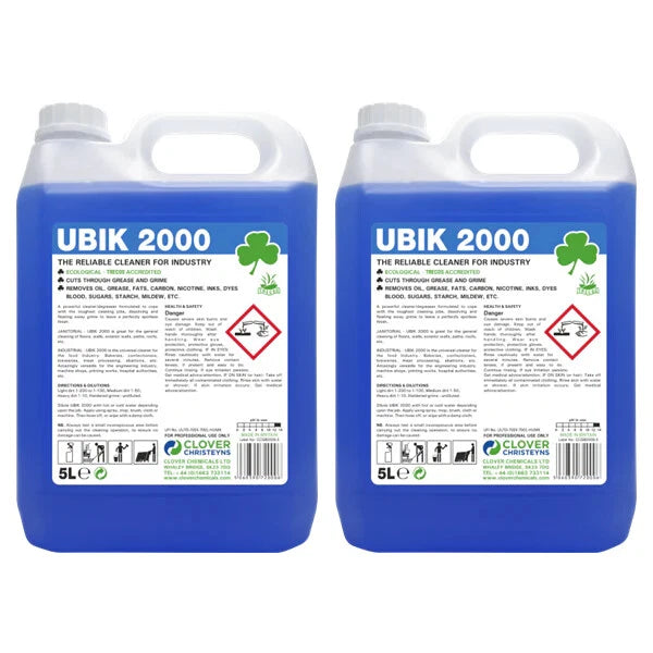 UBIK 2000 universal garage floor cleaner degreaser concentrate 2 x 5L bottles