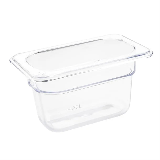 Vogue Polycarbonate 1/9 Gastronorm Container Clear