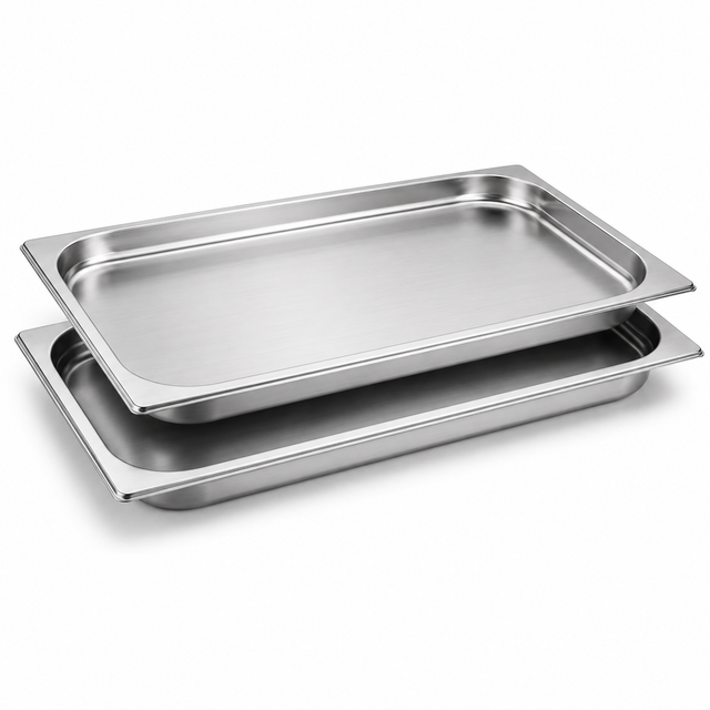Pack of 2 CateringBase 20965 GN 1/1 stainless steel gastronorm trays 20mm deep