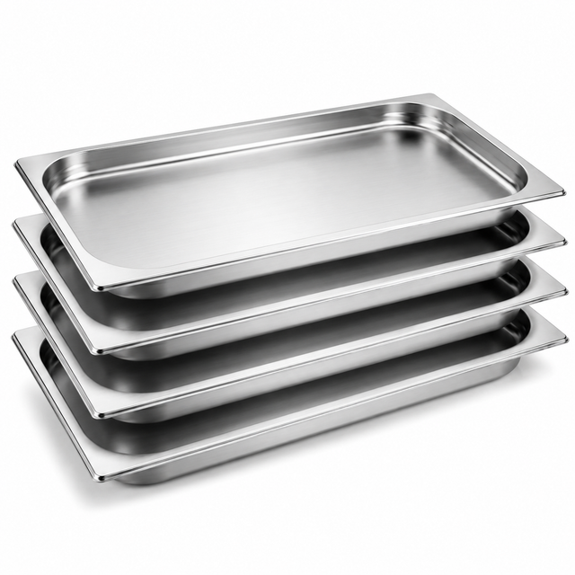 CateringBase GN 1/1 stainless steel tray 20mm deep pack of 4 for commercial kitchens