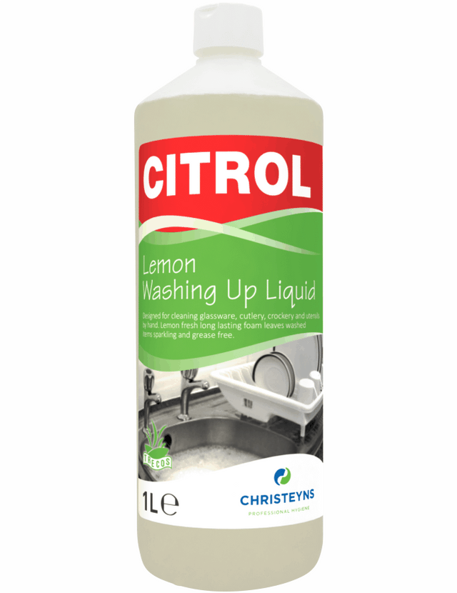 Christeyns Citrol 20% Lemon Washing Up Liquid 1 Litre Bottle