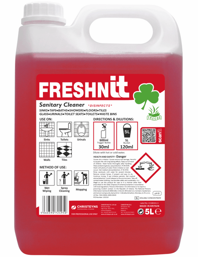 Christeyns Freshnit Daily Washroom Cleaner 5L commercial bathroom cleaner UK