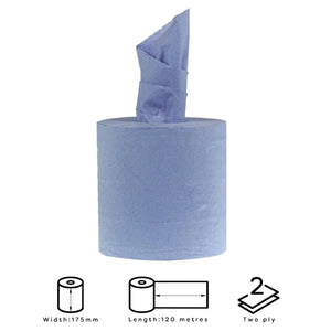 Jantex Centrefeed Blue Rolls 2-Ply 120m (6 Pack)