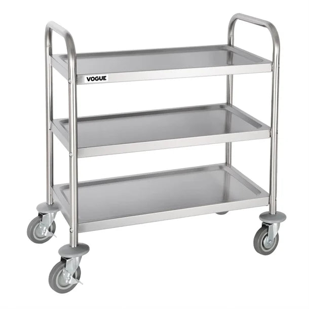 Vogue Stainless Steel 3 Tier Clearing Trolley