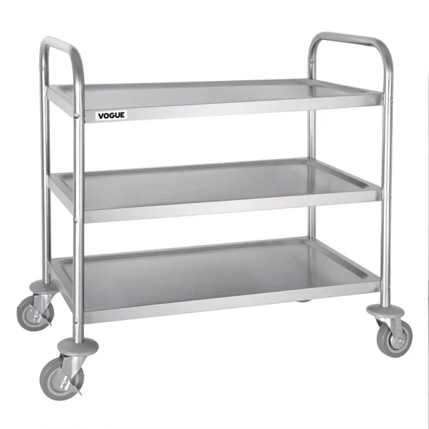 Vogue Stainless Steel 3 Tier Clearing Trolley