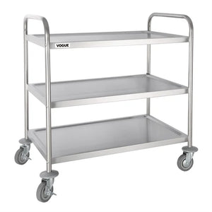 Vogue Stainless Steel 3 Tier Clearing Trolley