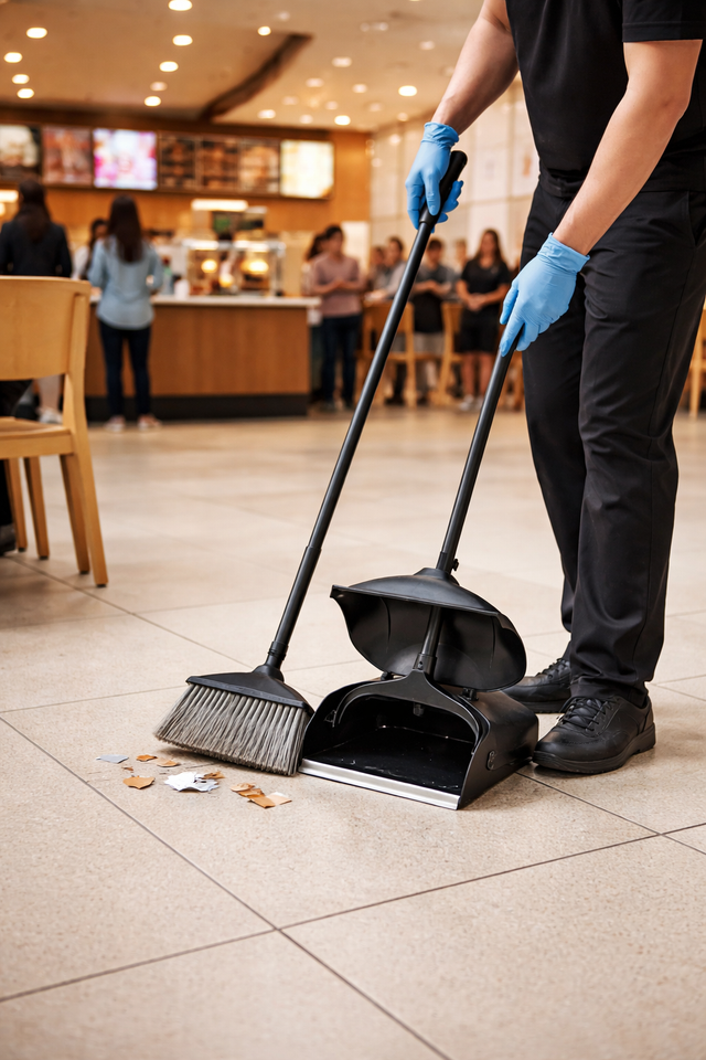 Jantex CK851 janitorial lobby dustpan and brush set for quick floor cleaning