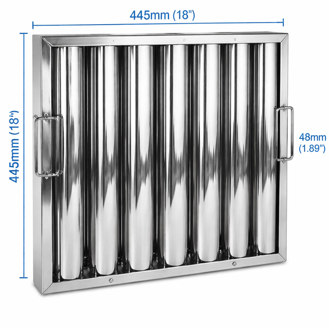 Kitchen canopy baffle filter 445x445mm stainless steel