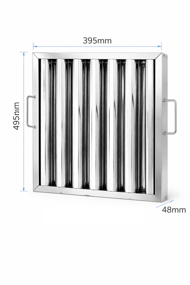 Kitchen canopy baffle filter 495x395mm stainless steel grease filter
