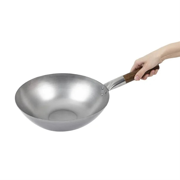 London Wok FBW14 355mm flat bottom carbon steel stir fry wok