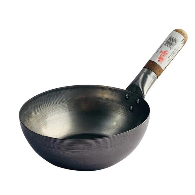 London Wok FBW8 8 inch flat base carbon steel wok pan for stir fry cooking