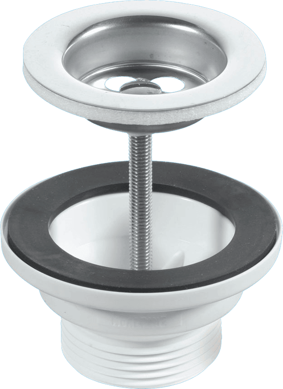 McAlpine BSW1PC 32 mm centre-pin basin waste with 60 mm stainless-steel flange, plug and chain – front view