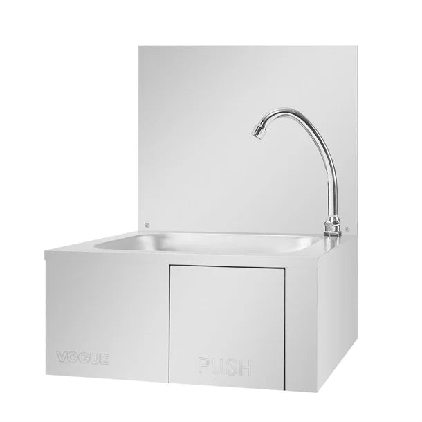 Vogue GL280 stainless steel knee-operated sink for hygienic hands-free washing