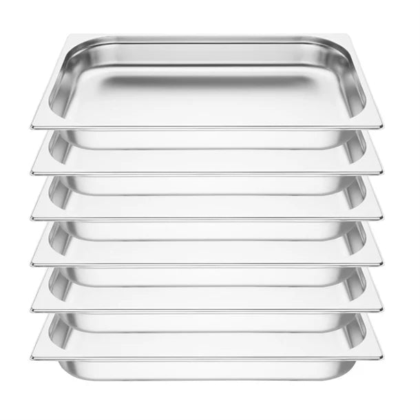Vogue S895 Stainless Steel 1/1 Gastronorm Tray 65mm Pack of 6
