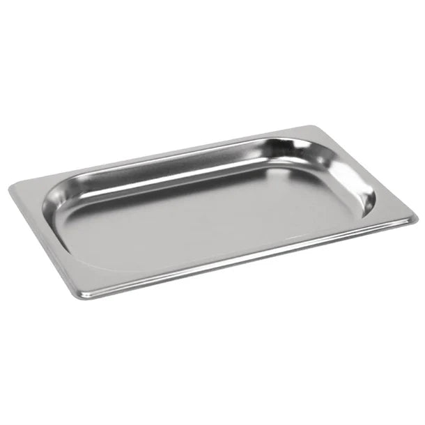 Vogue stainless steel 1/4 gastronorm tray 20mm height for commercial kitchens