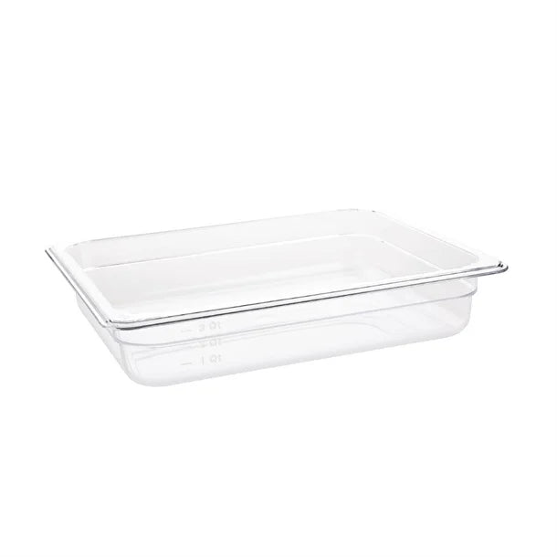 Vogue U228 GN 1/2 clear polycarbonate gastronorm container, 65mm