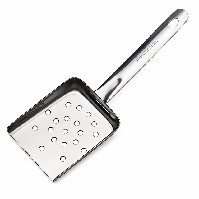 Zodiac 701B stainless steel chip scoop in commercial kitchen